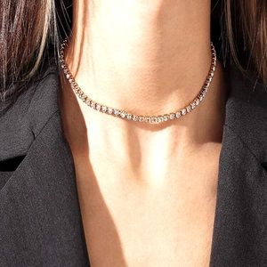 Gold Rhinestone Choker Necklace